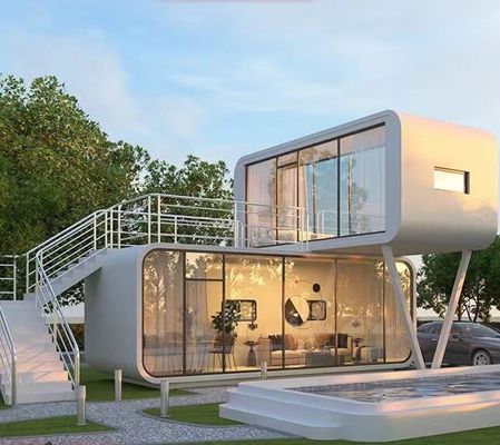 カスタマイズされた2階建て住宅 デザイン コンテナハウス ロックウールサンドイッチパネル壁