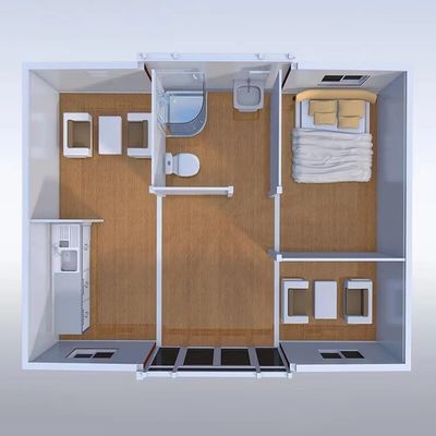 折りたたむ住宅用コンテナハウス 20 フィート 簡単な生活のためのダブル翼拡張箱