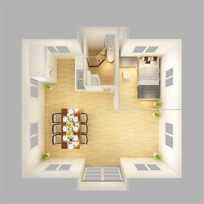 拡張可能なプリファブコンテナハウス 双翼折りたたみ部屋とMGO板床